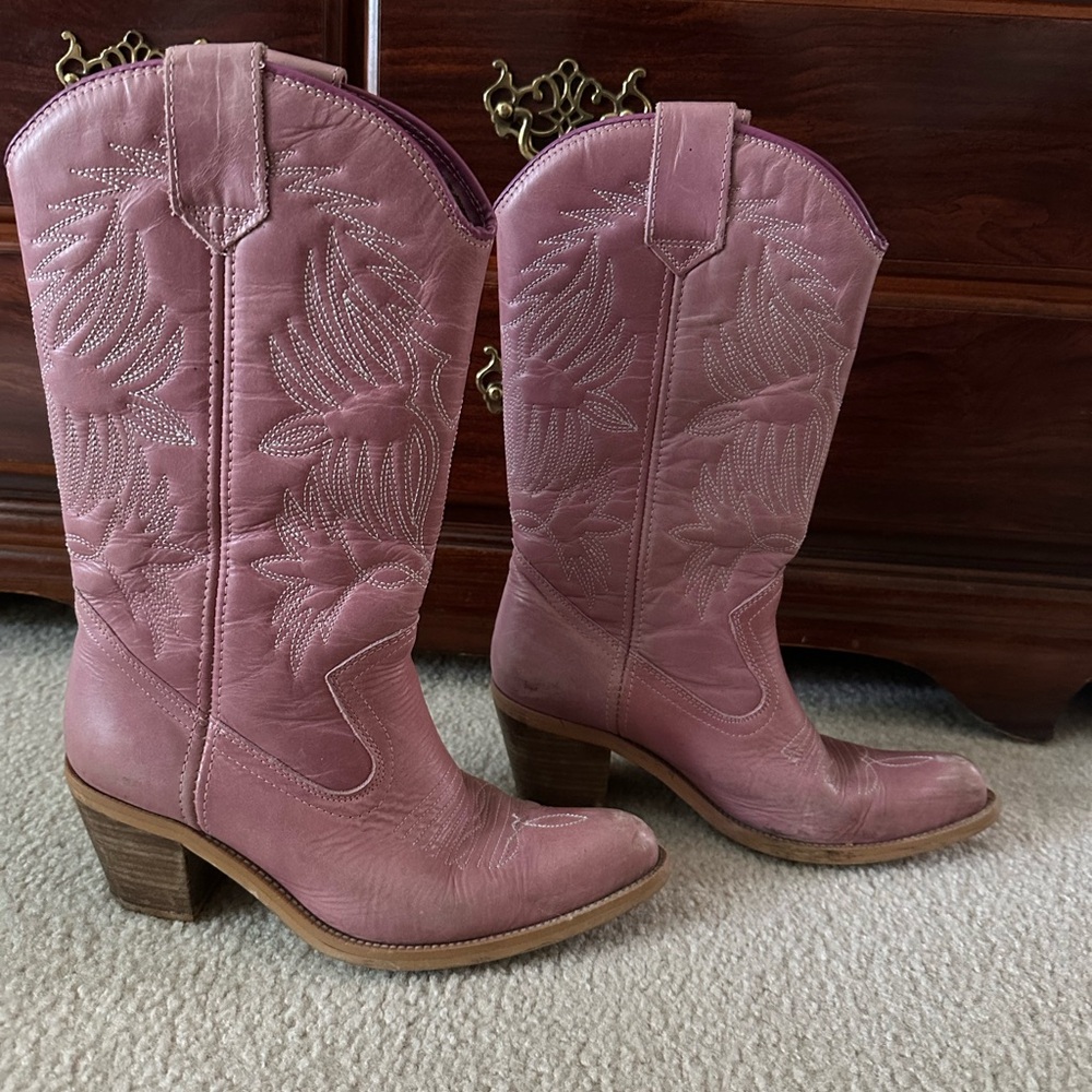 Vintage Pink Cowboy Boots SIZE US 7